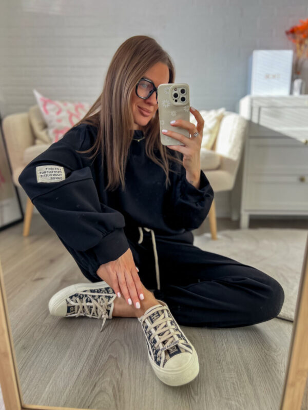 Czarny set masełko z naszywką