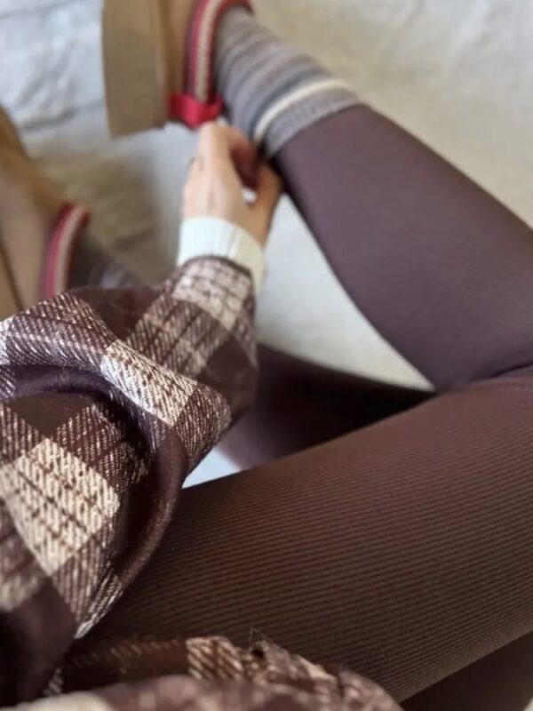 HITOWE legginsy prążek modelujące czekoladowe