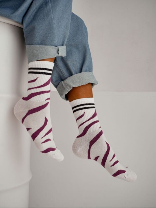 Skarpetki damskie Zebra w prążek bordo