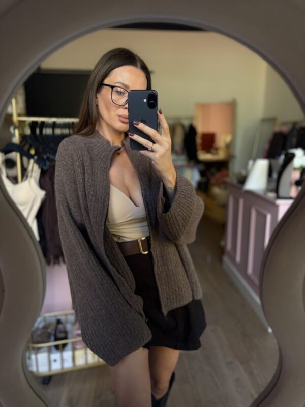Sweter na suwak o kroju oversize mocca